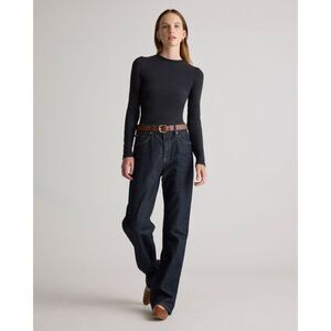 Quince Women's Stretch Cotton Jersey Fitted Long Sleeve T-Shirt Black L